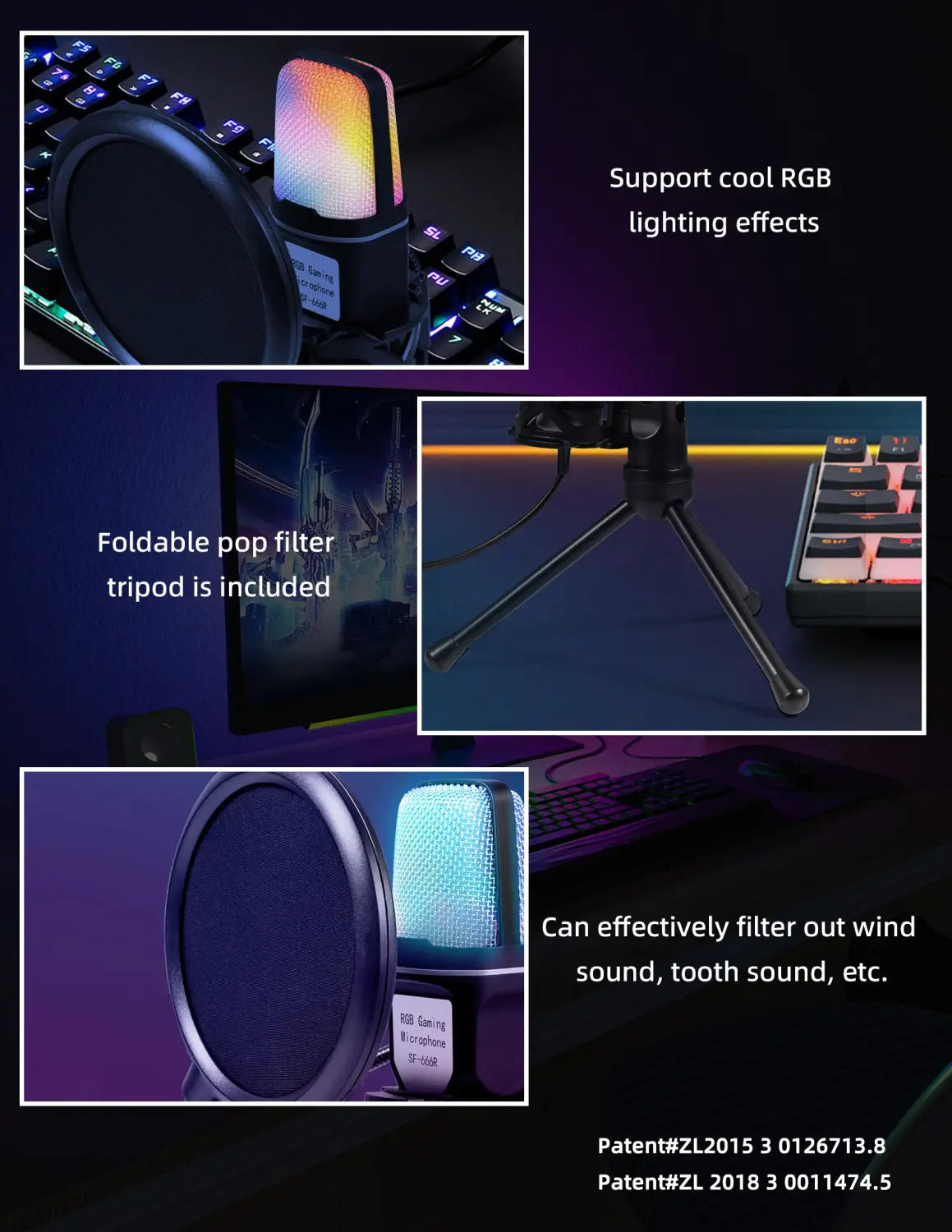 Computer Professional Gaming Condenser Microphone Karaoke Mic PC Laptop USB Wired Live Streaming Podcast Studio Mike Kit Gamer