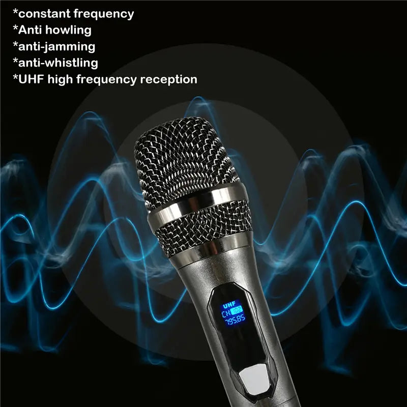 Wireless Microphone For Karaoke Party Home Meeting Church School Show With Rechargeable Lithium Battery Receiver
