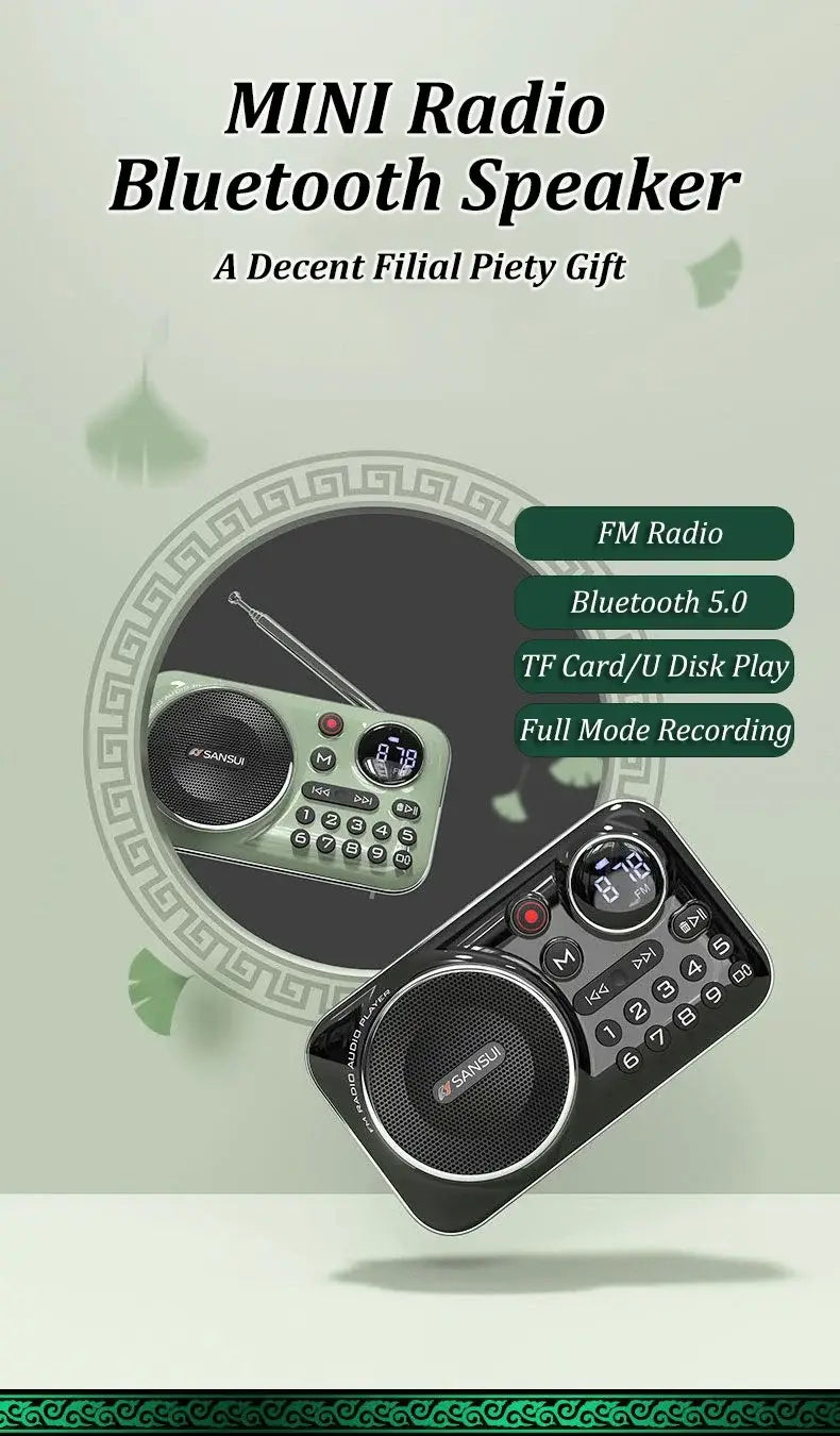 New Mini Radio Speakers Outdoor Portable Soundbox Multi-function Wireless Bluetooth Speaker As a Gift for the Elderly FM TF USB