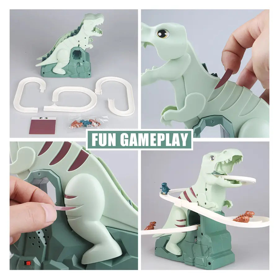 Dinosaur climbing slide music toy with 3 dinosaurs puzzle fun electric slide toy car Halloween boy and girl Christmas gift
