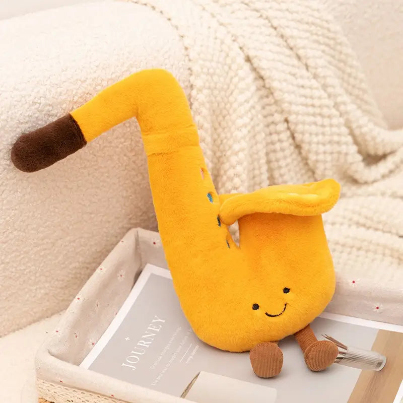 Musical Instrument Series Plush Toy Stuffed Soft Doll Cute Piano Saxophone Bass Guitar Chinese Zither Pipa Pillow Creative Gift