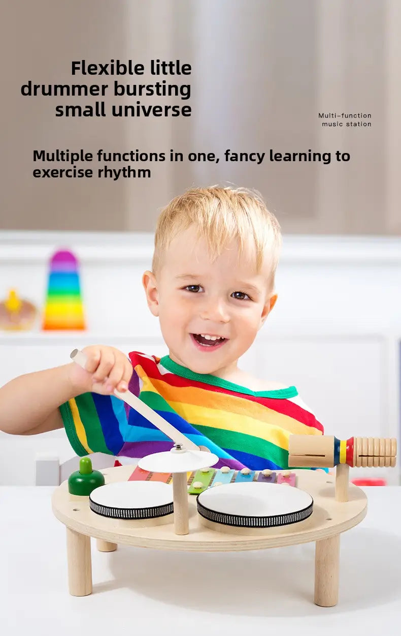 Multi-function Baby Music Table Toys Wooden Musical Instrument Toys for Kids 2 To 4 Years Old Montessori Early Educational Toys