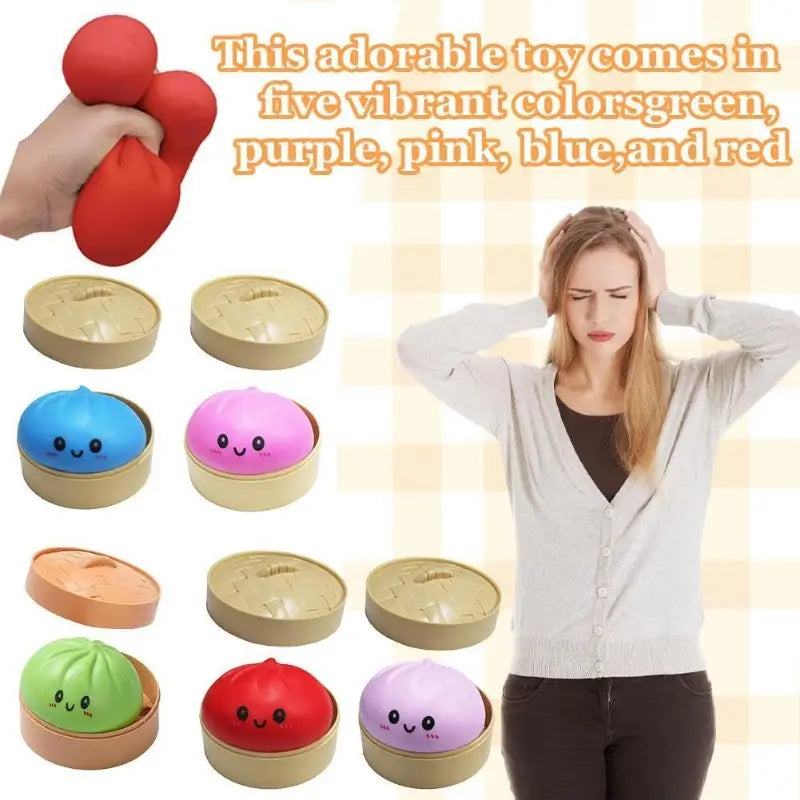 2pcs New Product Smiley Face Big Cage Baozi Kneading Music Decompression Simulation Large Baozi Toy Kneading Music Slow Rebound