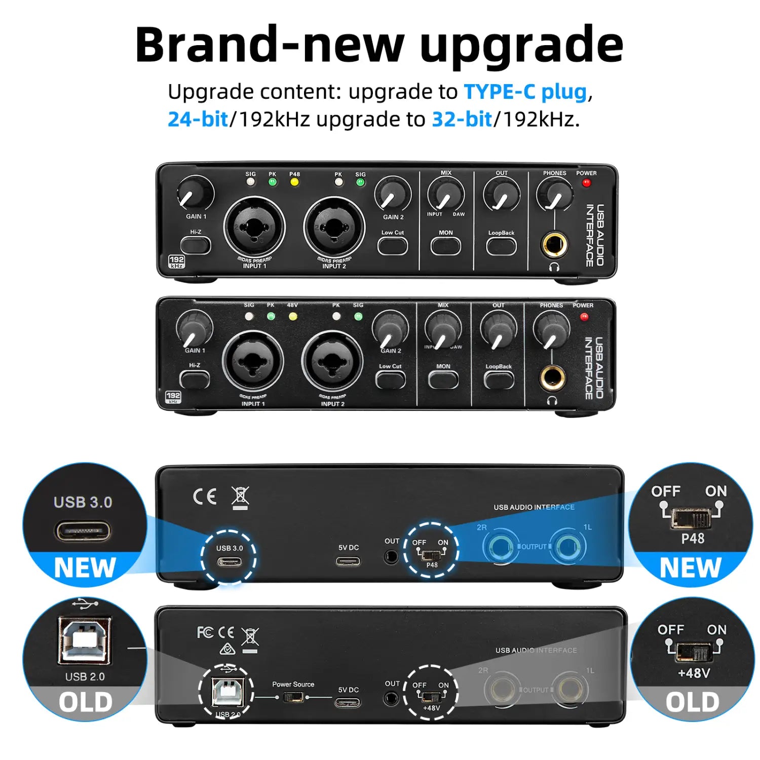 Professional Studio Condenser Microphone USB Audio Interface Sound Card Bundle Kit Podcast Equipment Set Recording Mic