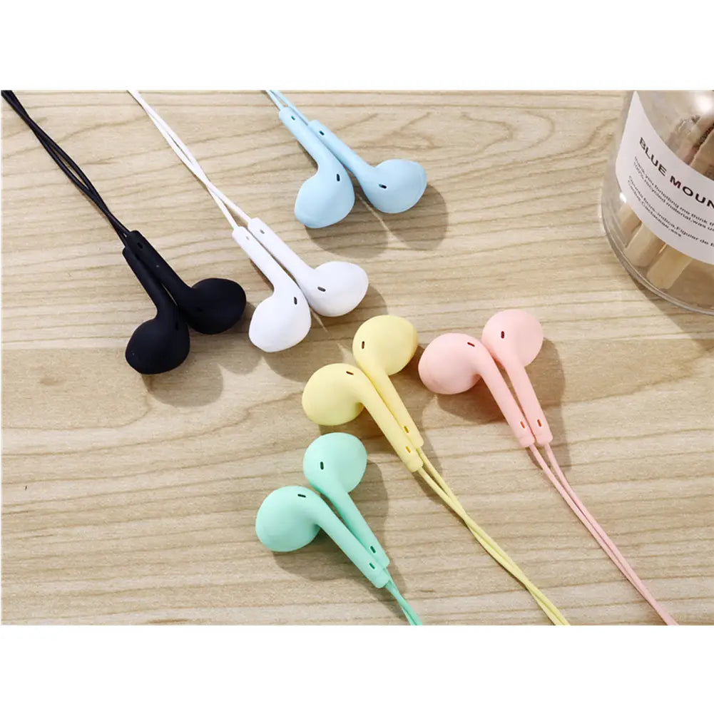 3.5mm Wired Headset Macaron Earphone In-Ear Headphone Music Multicolors 1.2m with Microphone Earphones Universal for Smart Phone