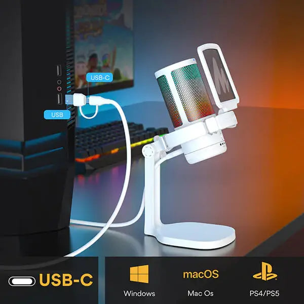 NEW Model DM20 Professional AmpliGame Mic Live Streaming Condenser Desktop RGB Gaming USB Recording Studio Microphone