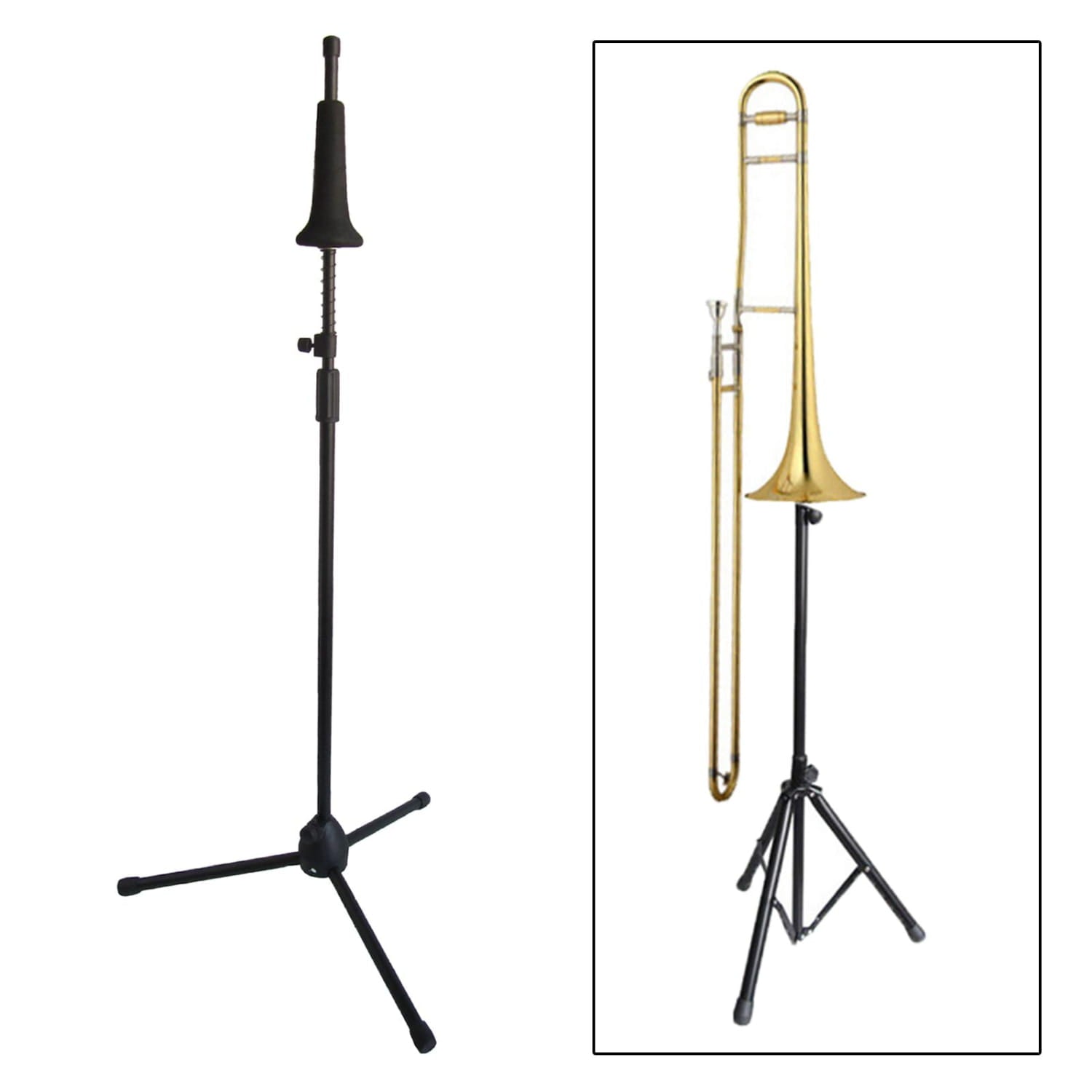 Metal Trombone Stand Height Adjustable Foldable Compact Tripod for Industry Standard Trombone Instruments
