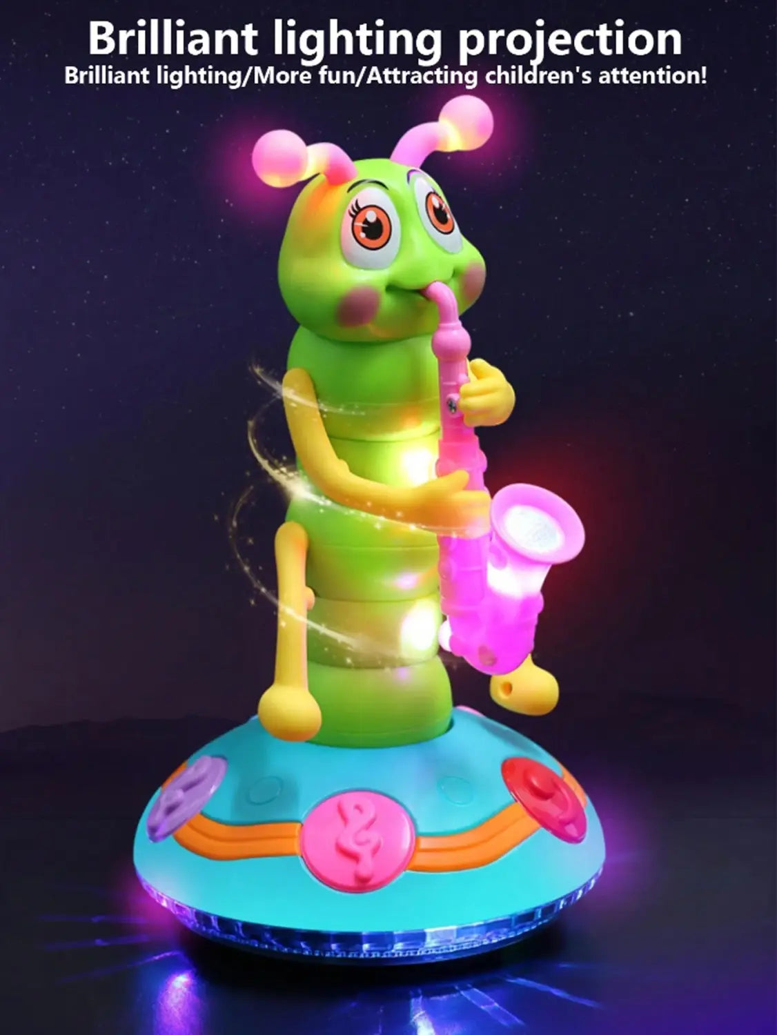 1pcs Children’s Electric Caterpillar Saxophone Toys,Dancing Saxophone Caterpillar,LED Light Caterpillar Saxophone Toy Wriggle Ca