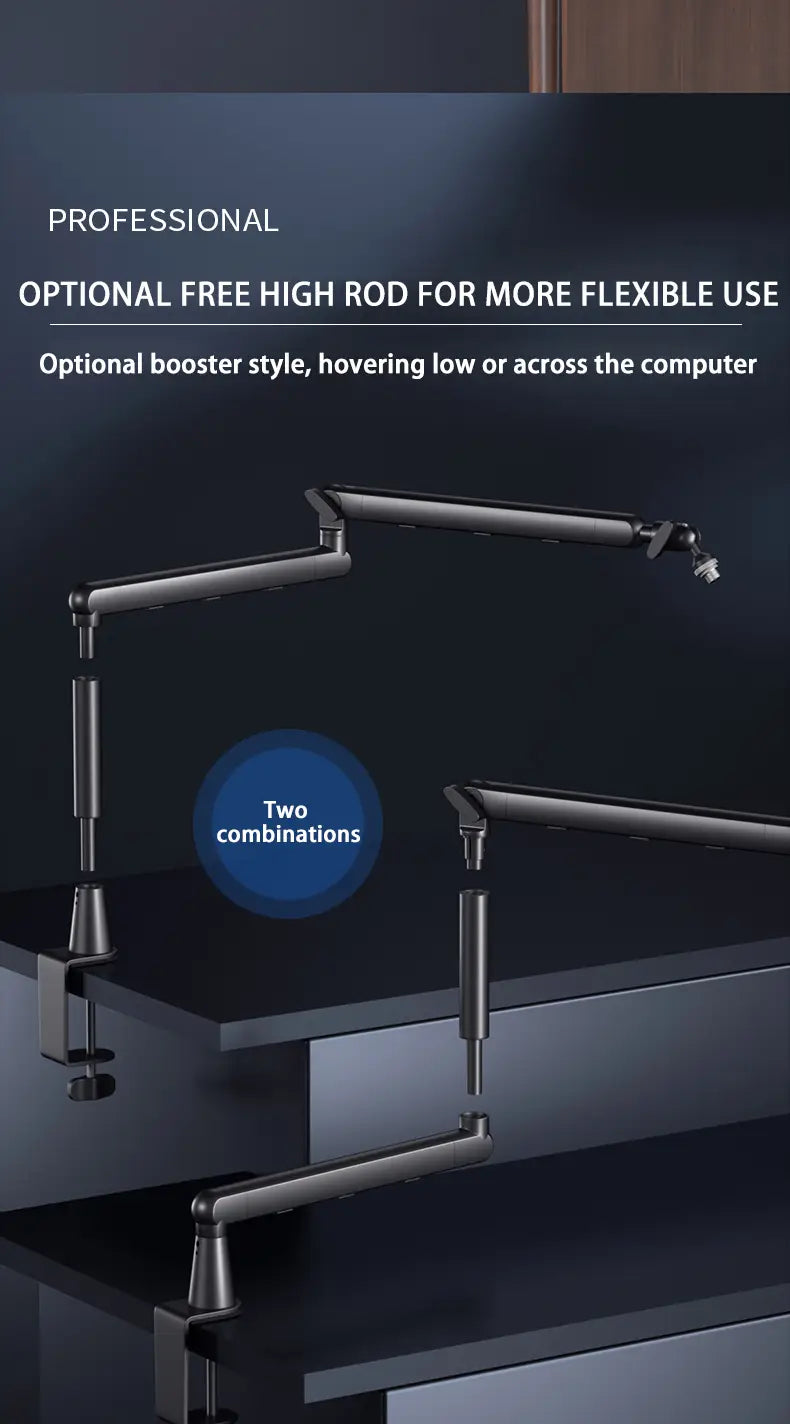 Professional recording studio metal thin microphone arm with cable management microphone stand,For Shure SM7B SM7dB MV7 AM8-K688