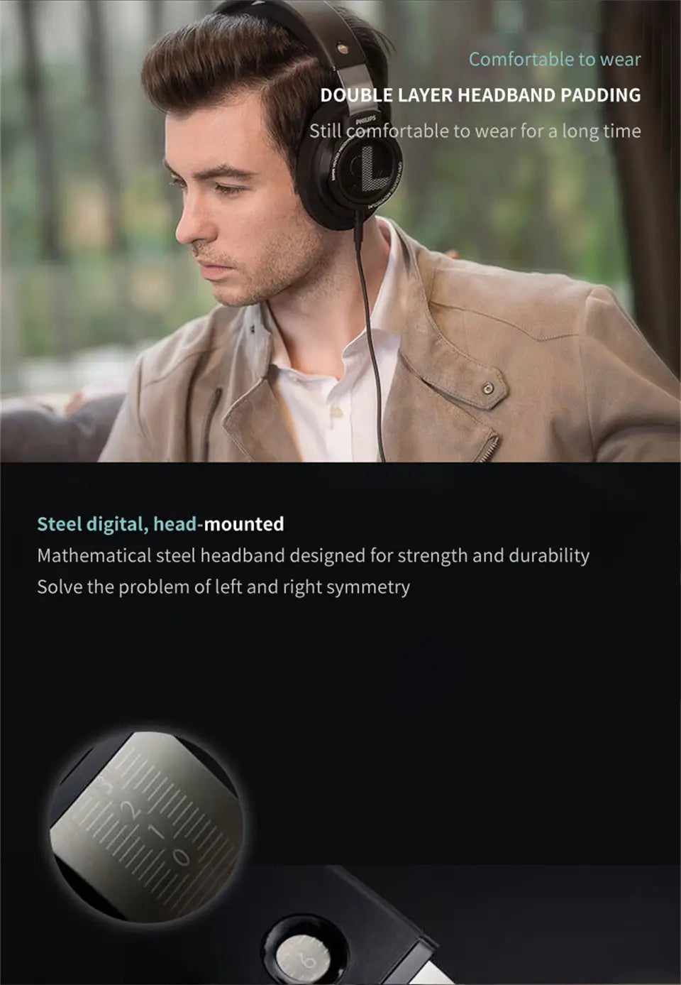 Philips SHP9500 Wired Headphones HiFi Stereo Music Earphone 3.5mm 6.3mm Interface Computer Laptop Mobile Phone Universal Headset