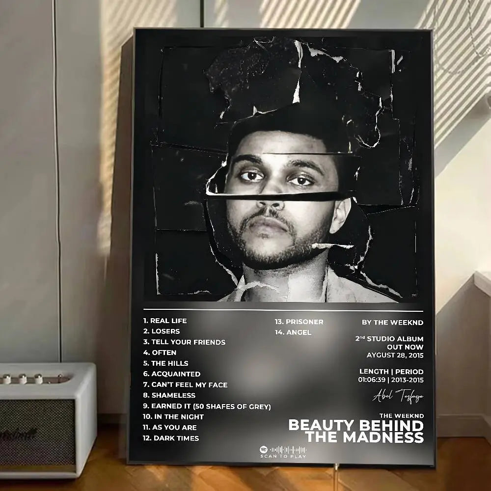 Hip Hop Music Hot Album Star The W-Weeknd Poster Gallery Prints Self Adhesive Home Decor Decoration Wall Decals Living Room