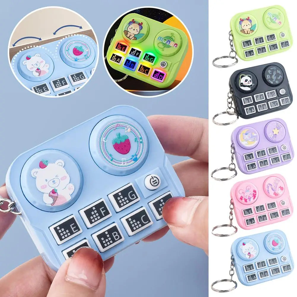 1pc Mini Music DJ Disc Player Keychain Musical Instrument Sound Button Toy Games Children’s Educational Toy Bag Pendant Keychain