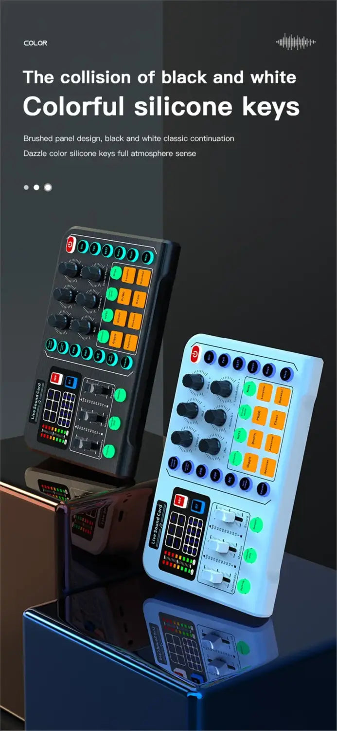 M6 Sound Card Audio Mixer for Live Broadcast Karaoke Live Broadcast Equipment for Game Singing Voice Podcast Live Streaming