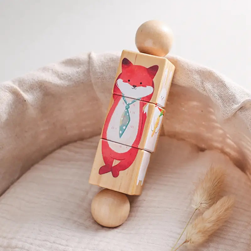 Baby Wooden Rotating Jigsaw Puzzle Hand bell Toy Baby Mobile Musical Rattle Toy Montessori Puzzle Game For Babies Newbaby Gift