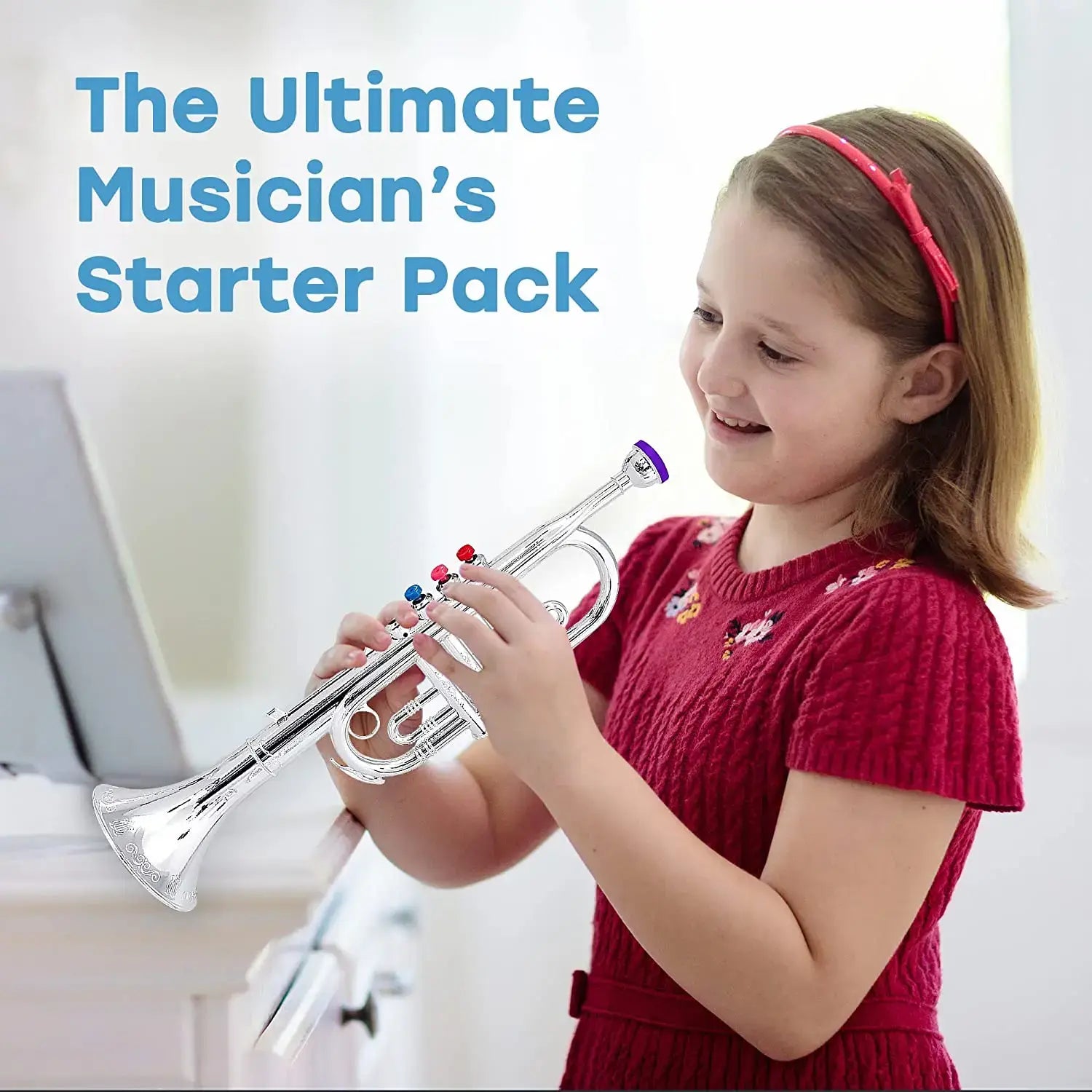 Toy Clarinet for Kids,Wind and Brass Musical Instruments for Toddlers,Toy Saxophone with 8 Colored Coded Keys Teaching Songs