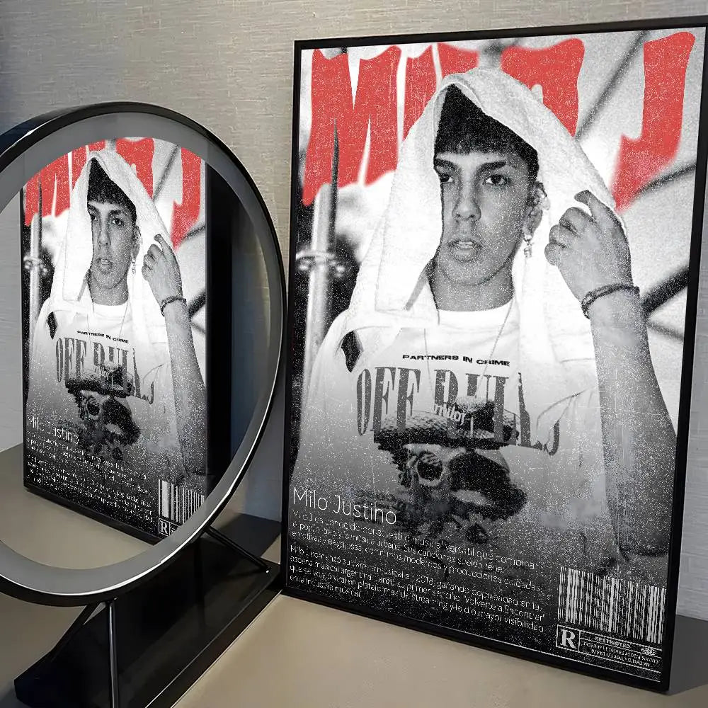 Popular Rapper Singer M-Milo J Poster High Quality Dorm Living Room Aesthetic Wall Decoration Painting Stickers Gift