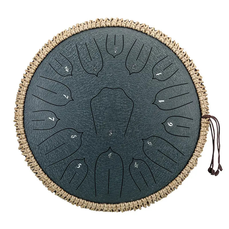 Hluru Music Drum 13 Inch 15 Notes Glucophone Steel Tongue Drum 15 Notes D Tone Ethereal Drum Percussion Musical Instruments