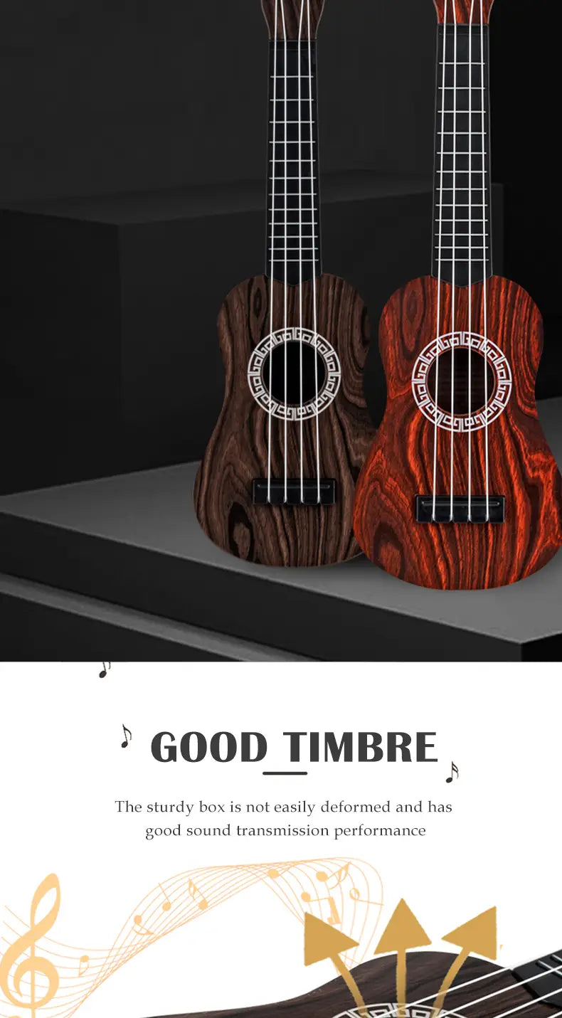 Toy Ukulele Classical Guitar Musical Instrument Kids Play Early Educational Learning Adjustable Atrings with Paddles 2 Colors