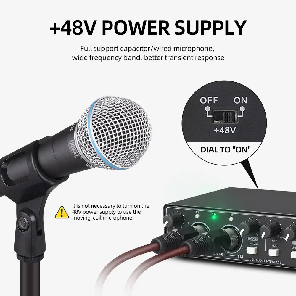 MD22 Professional Audio Sound Card Monitor 24-bit/192KHz AD Converter for Electric Guitar Recording Studio Live Streaming