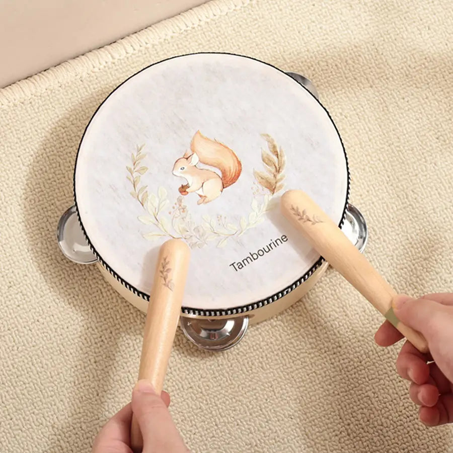 Baby Musical Toys Wooden Bear Rattle Bell Drum Xylophone Percussion Early Educational Instrument Playthings for Toddlers Kids
