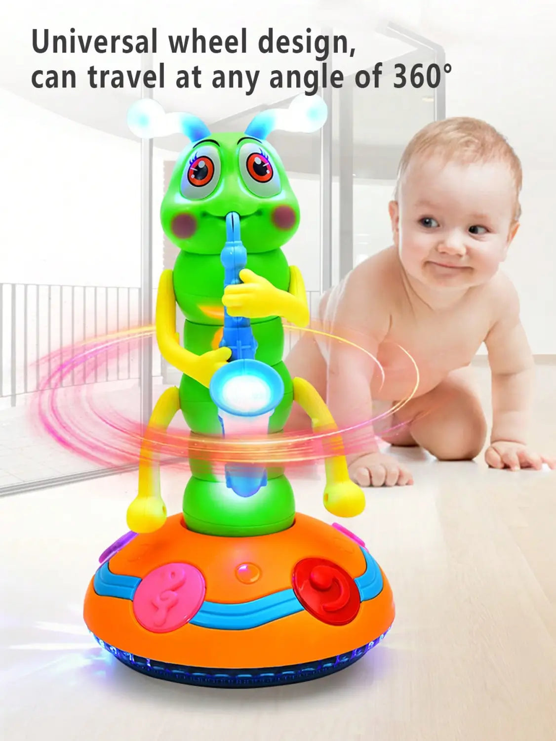 1pcs Children’s Electric Caterpillar Saxophone Toys,Dancing Saxophone Caterpillar,LED Light Caterpillar Saxophone Toy Wriggle Ca