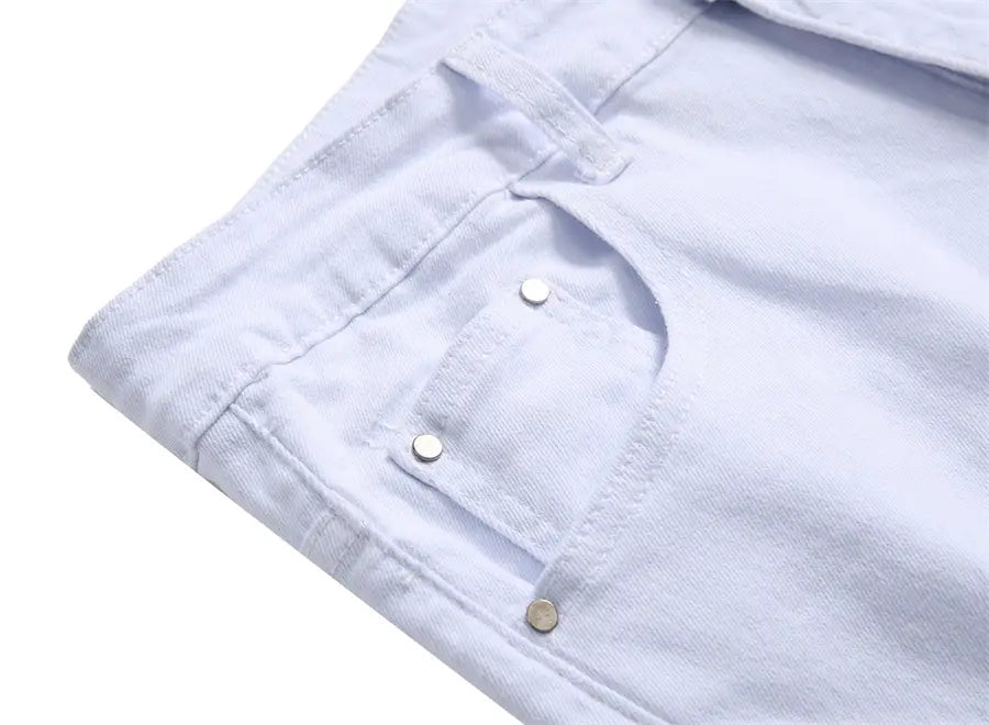 2026 New Men’s Casual Jeans Trendy Red Hip Hop Holes Slim Denim Pants Ripped Trousers Versatile Stretch Distressed Pants Male