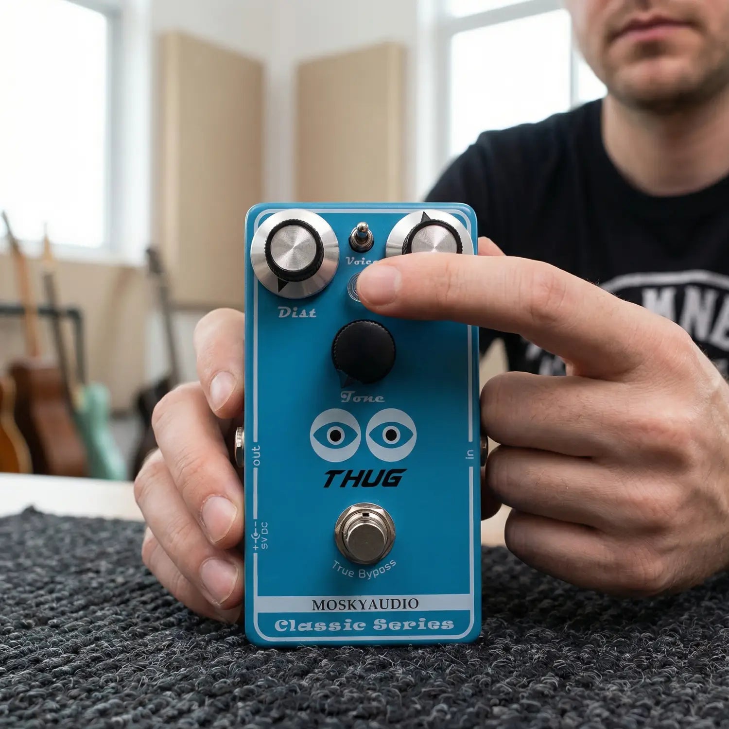 Mosky Thug Distortion Guitar Pedal: High Gain with 3 Distortion Tones,Adjustable Dist Level & Tone Control,True Bypass Switching