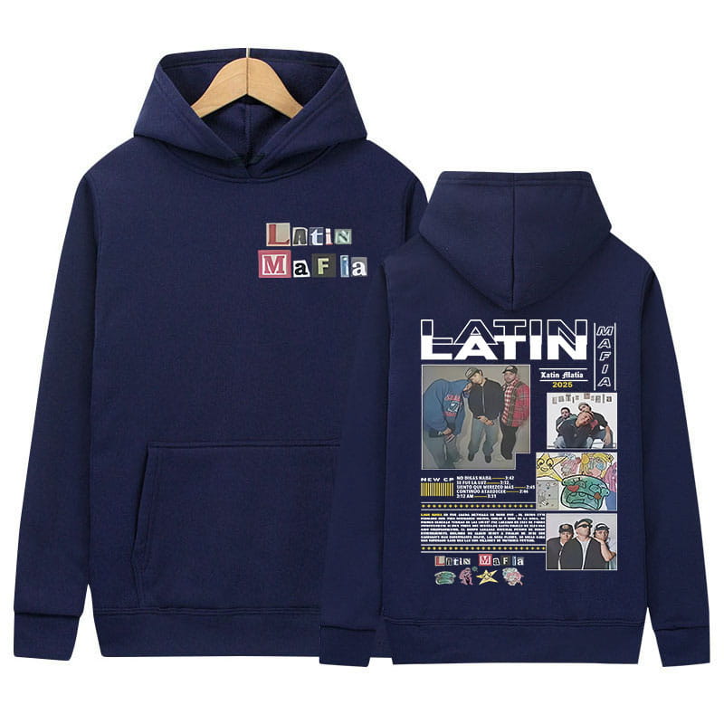 Rapper LATIN MAFIA Tour Album Graphics Hoody Men’s Clothing Y2K Hip Hop Oversized Sweatshirt Fashion High Quality Fleece Hoodies