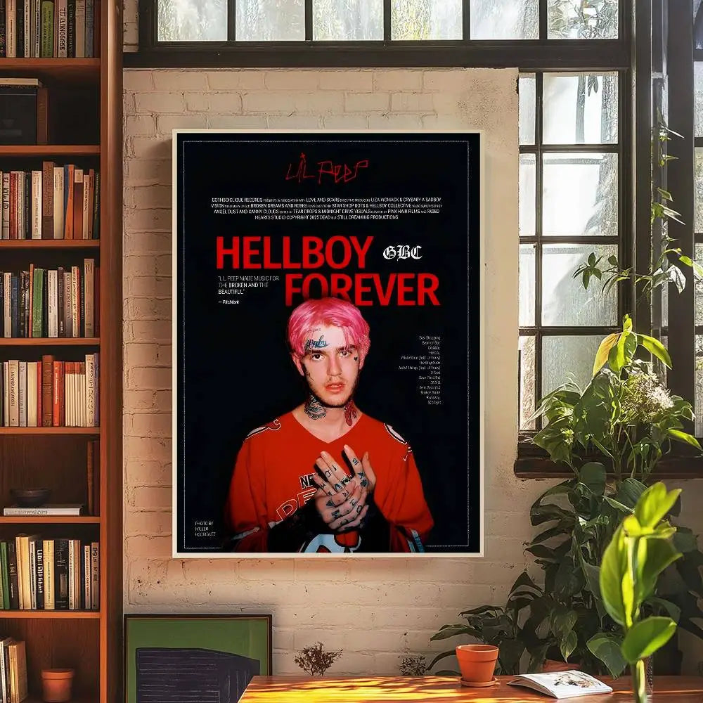 Hip Hop Rapper Lil album Peep Self-adhesive Art Poster Retro Kraft Paper Sticker DIY Room Bar Cafe Stickers Wall Painting