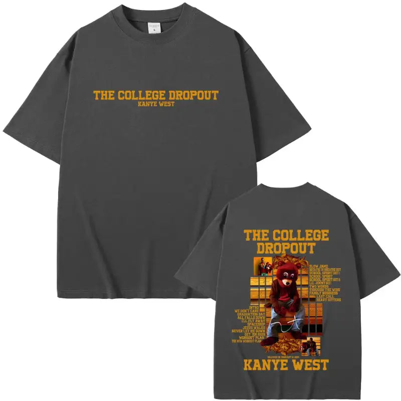 Rapper Kanye West The College Dropout Bear Graphic T-shirt Men Women Hip Hop Pop Music T Shirts Casual Cotton Vintage T-shirts
