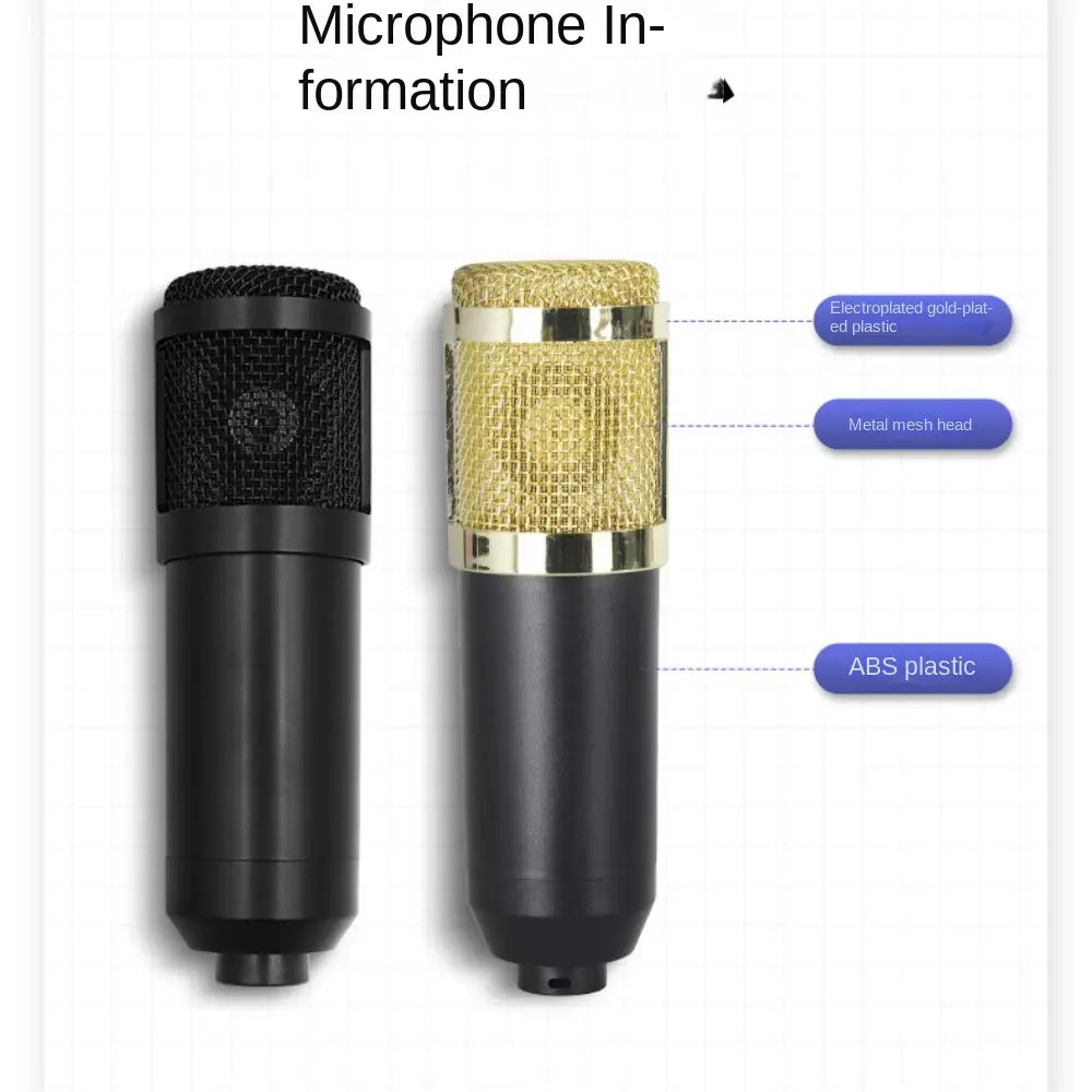 BM800 Condenser Microphone Kit Computer Sound Card Mobile Phone Audio Mixer Streaming USB External Sound Card Studio Recording