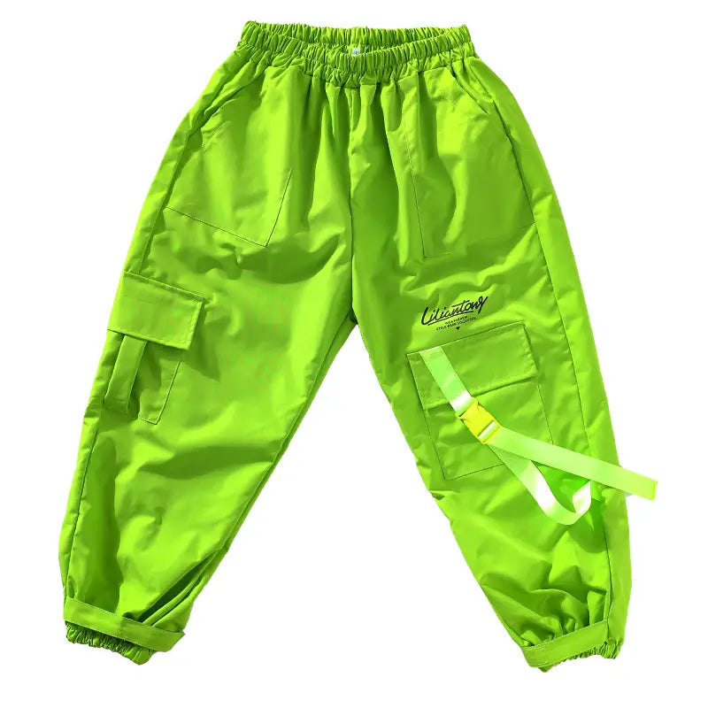 Korean Teenager Hiphop Rapper Clothes Outfit Top And Bottom Clothes Set Children Hip Hop Style Streetwear Costume Stage Wear Boy