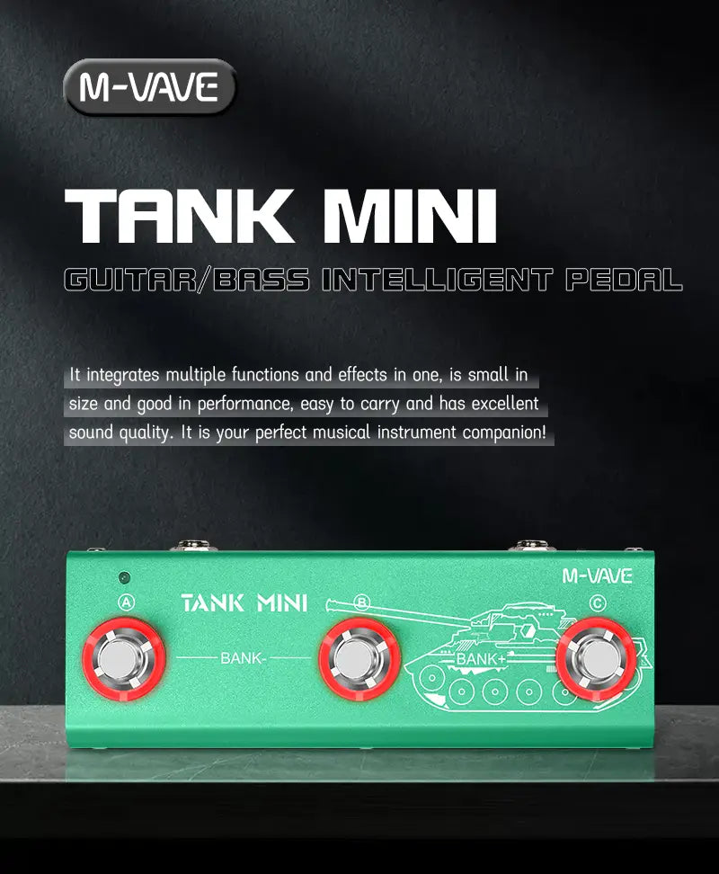 M-VAVE Tank Mini Guitar Multi-effects Pedal Processor Built-in Cab Amp Mod FX Delay & Reverb Effects Support IR & OTG Recording