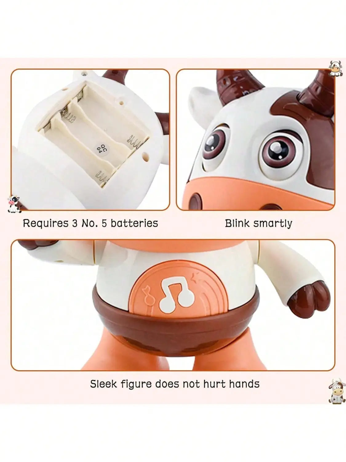 Baby Dancing Cow Toy - Electric Music Plush Cow with Funny Songs and Moves Baby Interactive Baby Toys Cute Toddler Christmas G