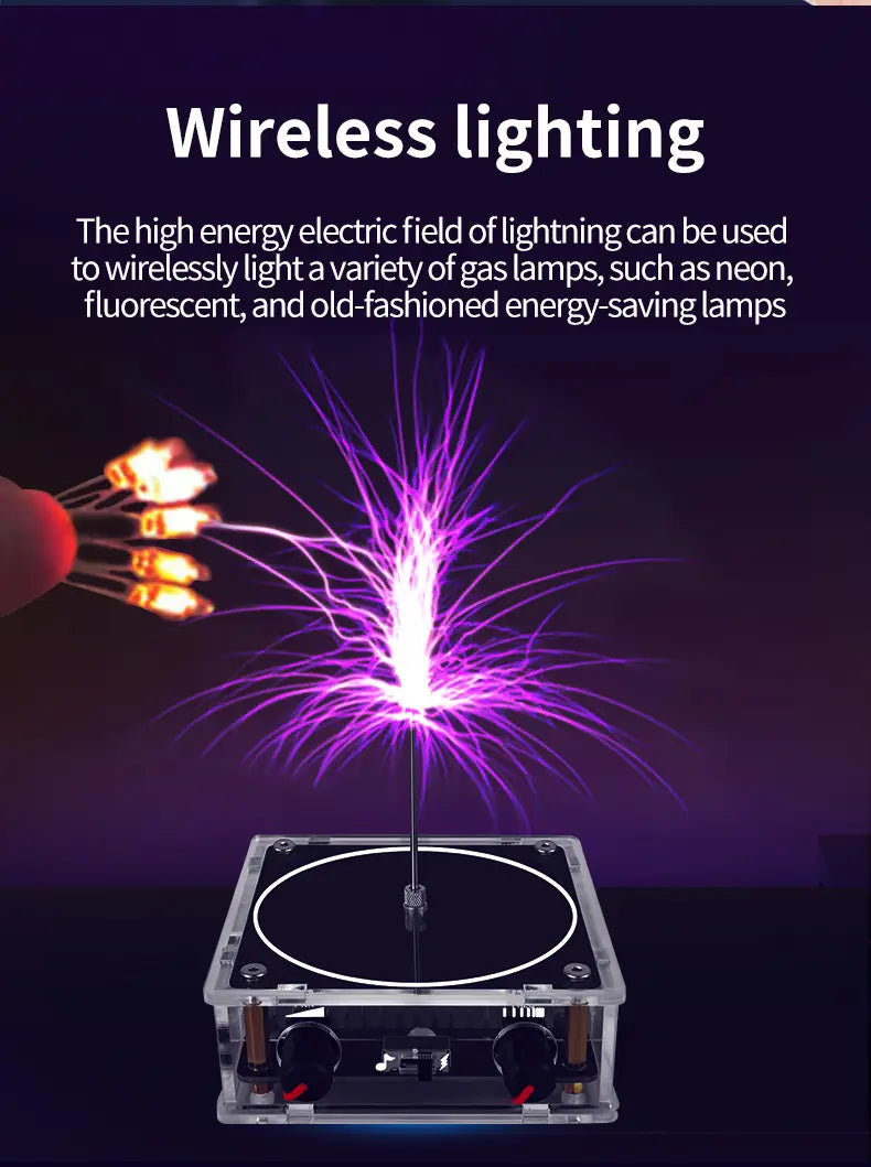 Music Tesla Coil Bluetooth/AUX Dual Mode Music Box Artificial Lightning Touchable Audio Input Bluetooth Science Experiments