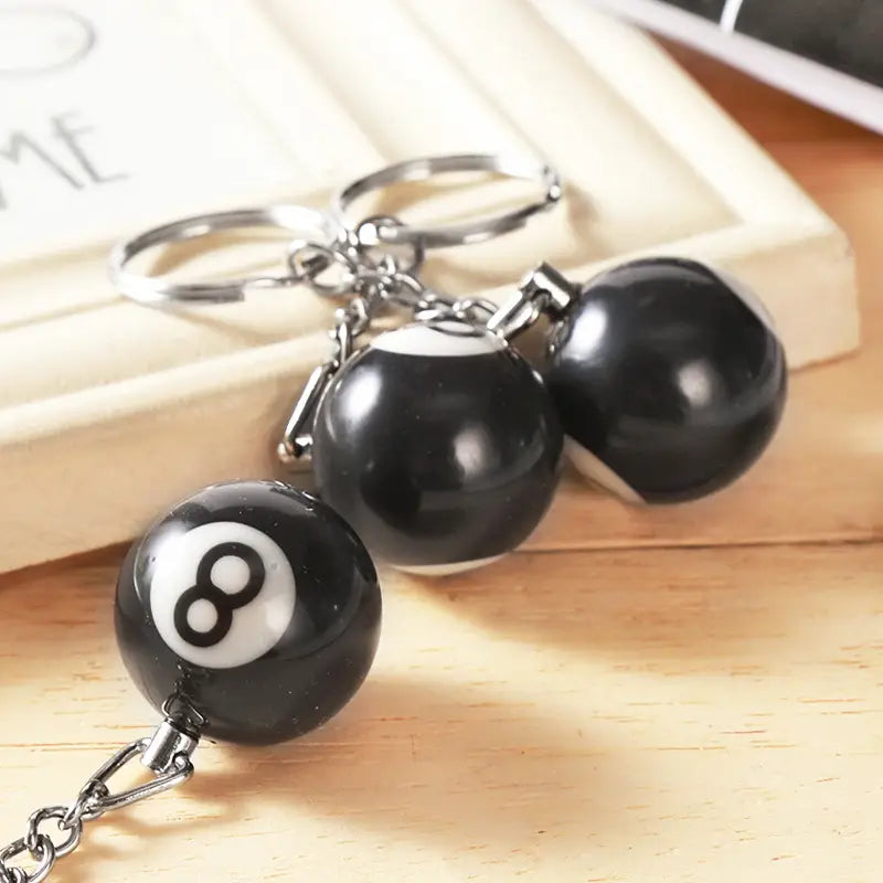 25mm Black No 8 Billiard Keychain Mini Ball Pendant Key Ring Resin Keyring Bar Table Decoration Jewelry Game Souvenir Gift