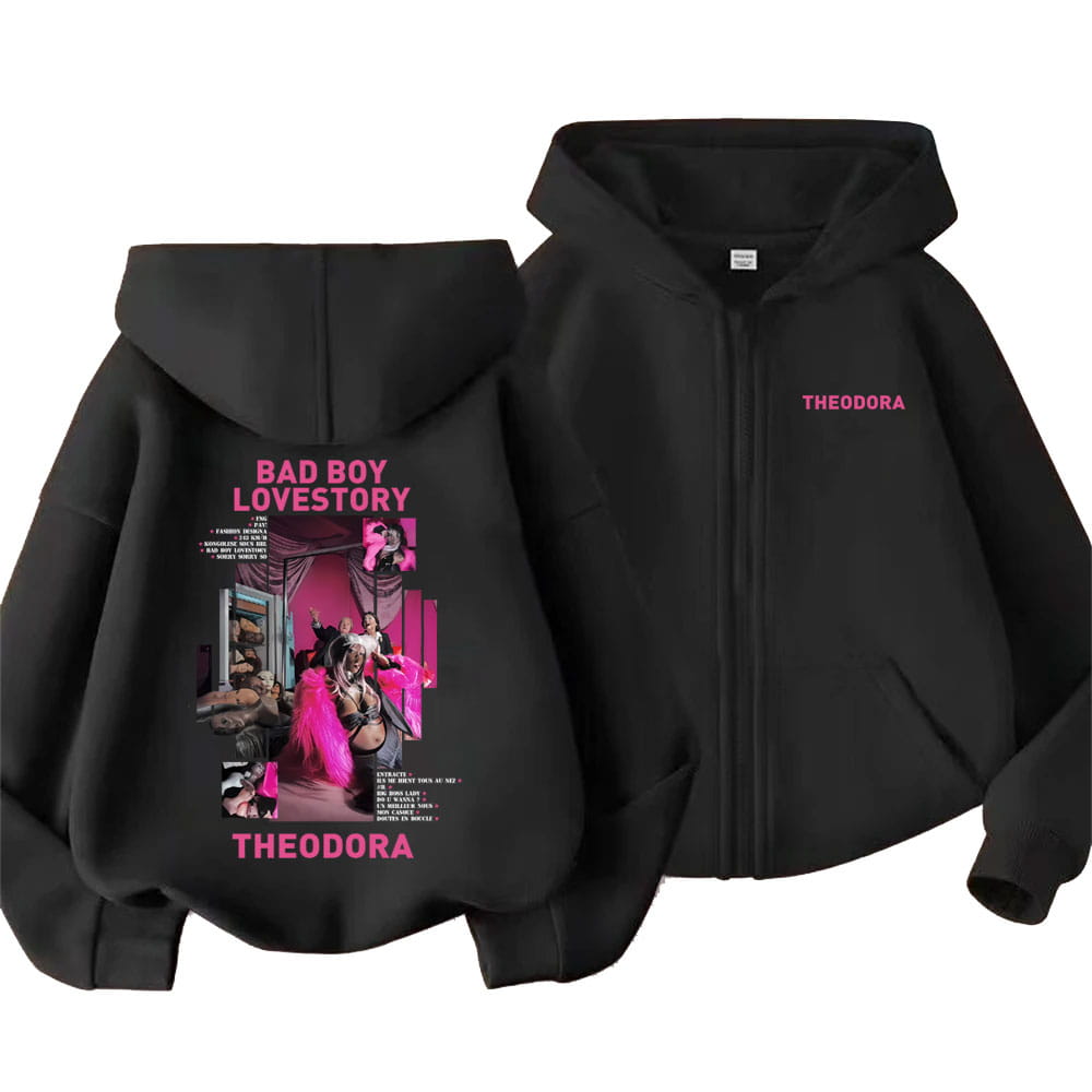 Rapper Theodora Mega Bbl Bad Boy Lovestory Zipper Hoodie Men Women Fashion Hip Hop Zip Up Sweatshirt Men’s Vintage Zip Up Jacket