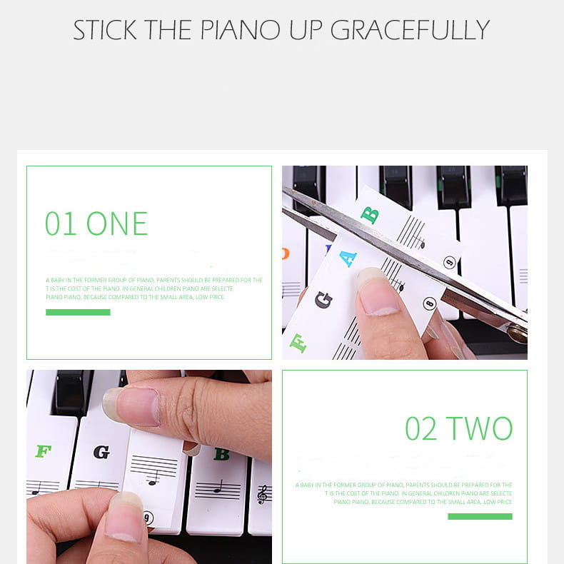 Transparent Piano Keyboard Stickers 49/54/61/88 Key Detachable Music Decal Notes Electronic Piano Piano Spectrum Sticker Symbol