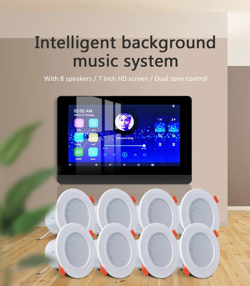 Smart Home Theater Sound Amplifier WiFi Bluetooth In-wall Android Music Panel Stereo Mini Ceiling Speaker Set Hotel Residential