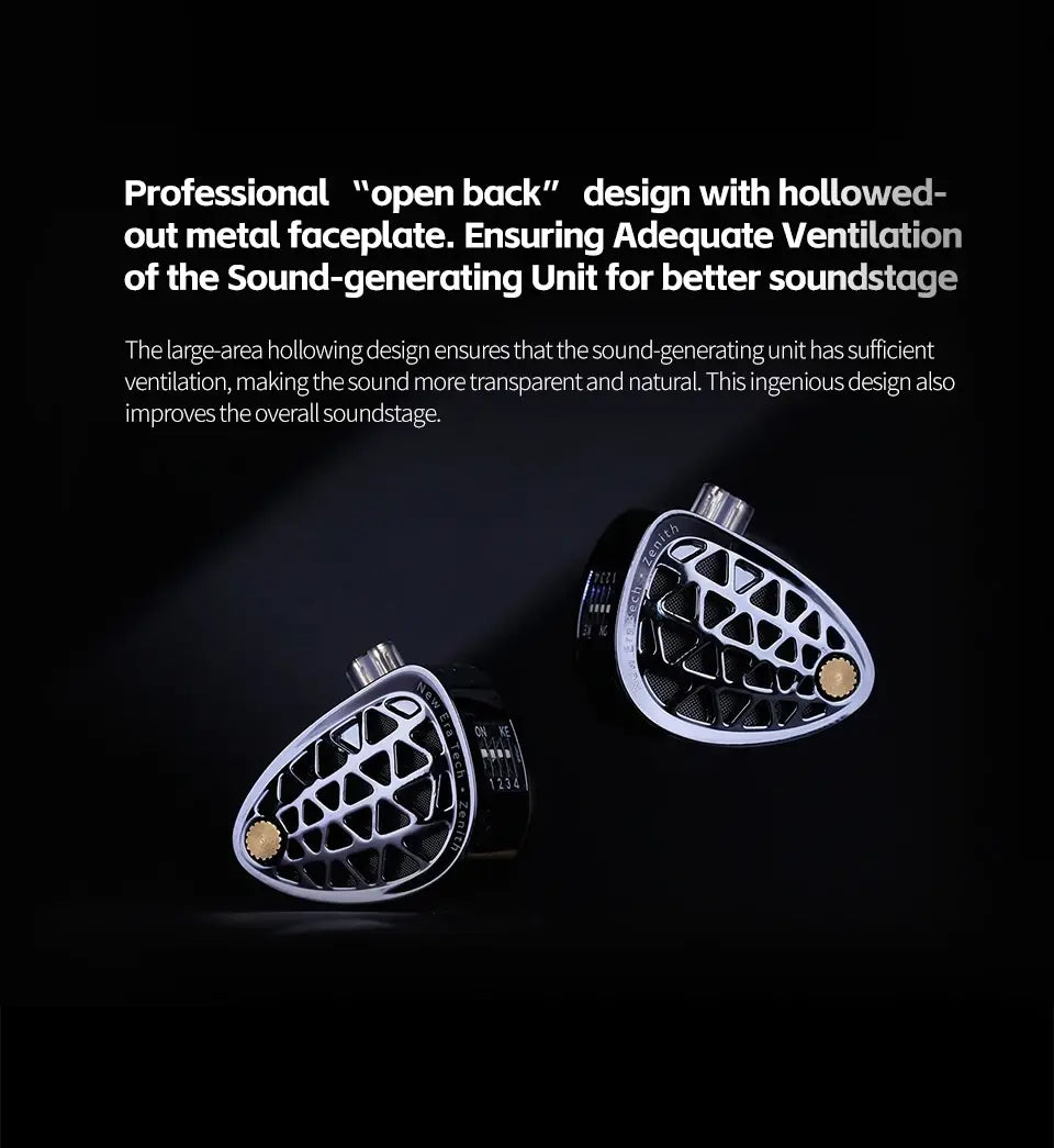 KZ Zenith Earphones Dynamic Driver Unite Headests Hifi Music Earbuds DJ Monitoring with Adjustable Tuning IEM Detachable Cable