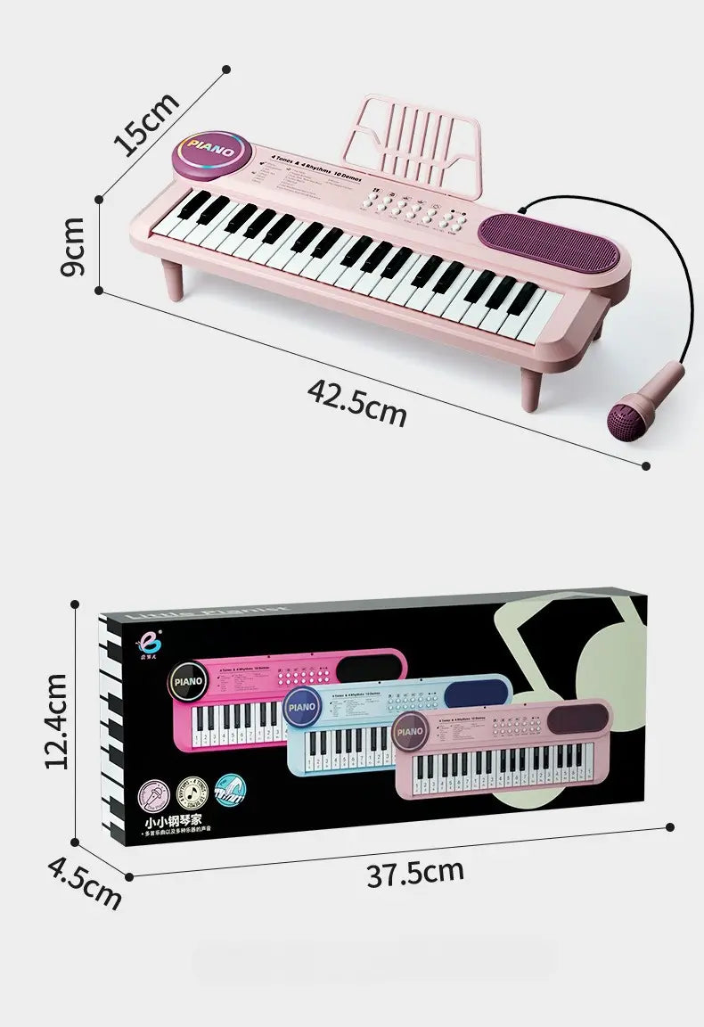 37-Key Kids Piano Keyboard Musical Toy with Microphone Music Score for Early Learning Interactive Play Best Gift Christmas Gift