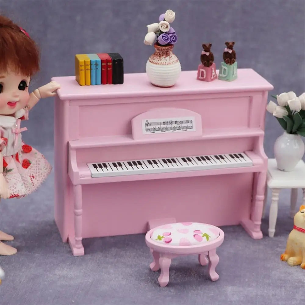 Playing House Dollhouse Musical Instruments 1/12 Doll Piano Craft Wood Multicolor Miniature Pianoforte Doll Accessories