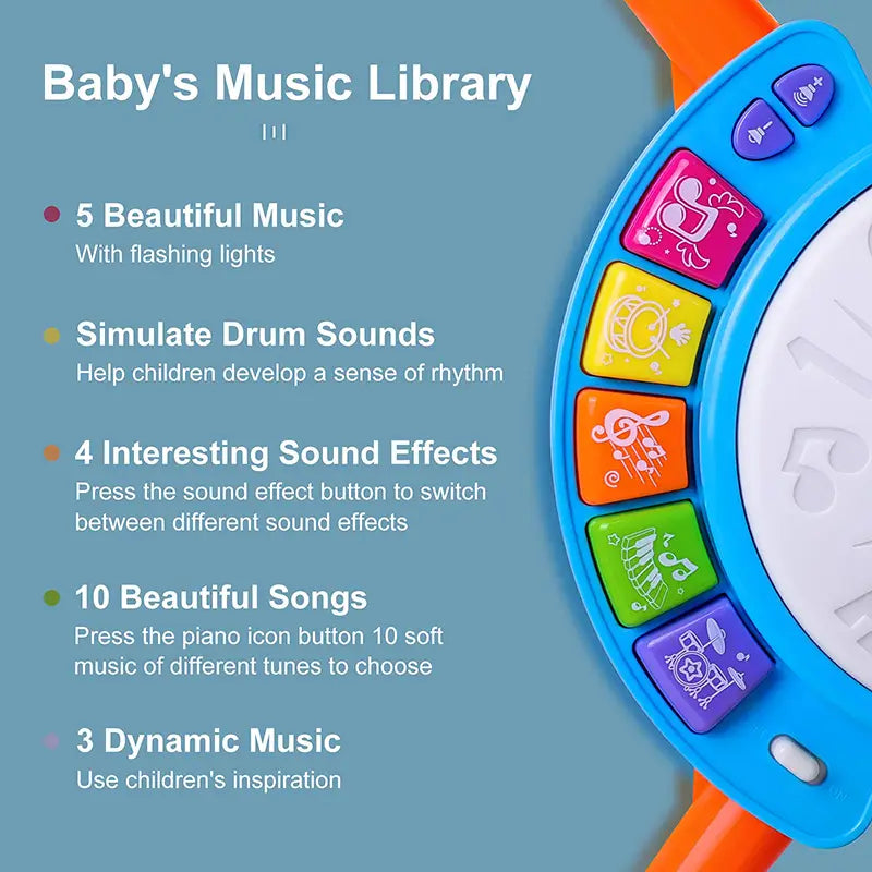 Musical Instruments Children Jazz Drums Electric Light Cool Music Drum Kit Percussion Sound Maker Baby Early Education Toys Gift