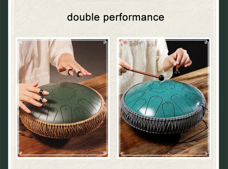 Hluru Steel Tongue Drum Glucophone 13 Inch 15 Notes C Tone Music Drum Ethereal Drum Percussion Musical Instruments Steel Drum