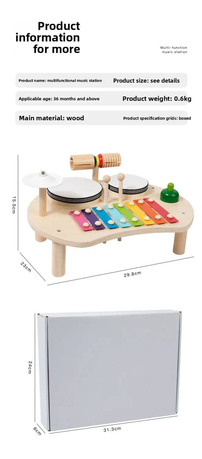 Multi-function Baby Music Table Toys Wooden Musical Instrument Toys for Kids 2 To 4 Years Old Montessori Early Educational Toys