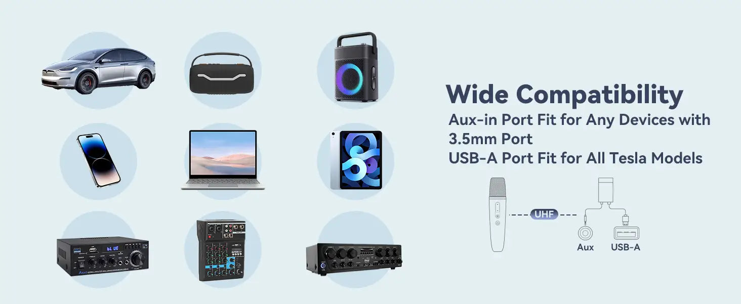 Q1PRO-Tesla Karaoke Mic with Portable Bag Wireless Mic with 8 Joy Effects Rechargeable Mic with Type-C & Aux in Receiver