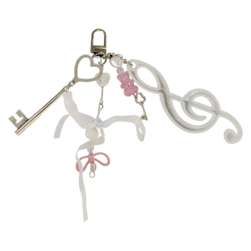 Creative Musical Note Keychain Bowknot Music Symbol Keyring for Women Men Handbag Backpack Pendant Theater Souvenir Gifts
