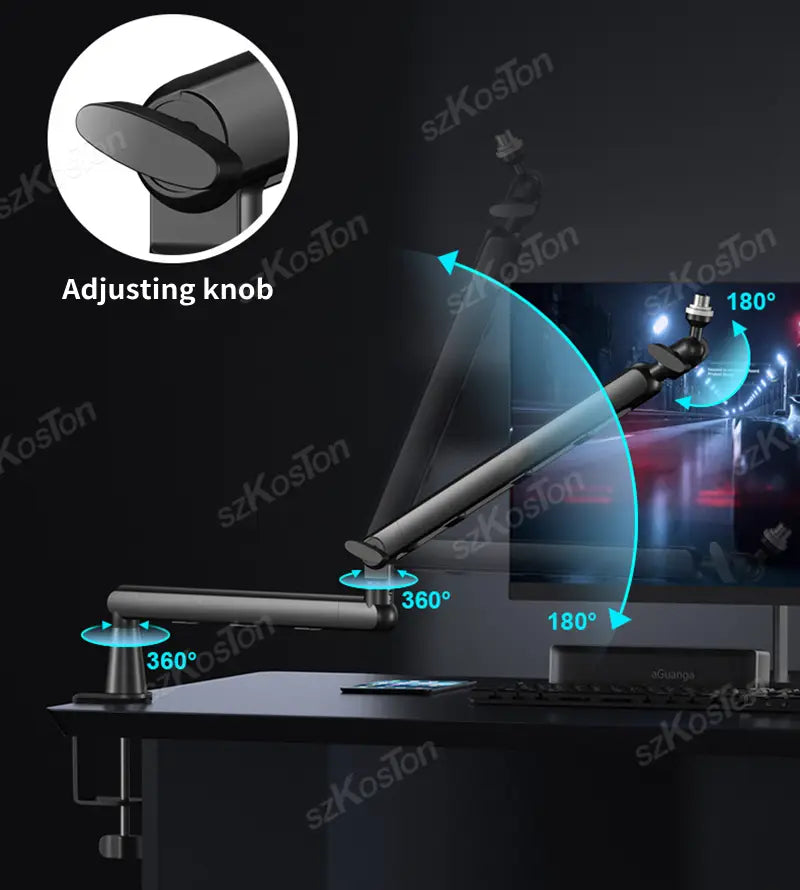 Professional Studio Low Profile Mic Arm with Extended Riser Cable Management Adjustable Microphone Stand for SM7B MV7 AM8 K688