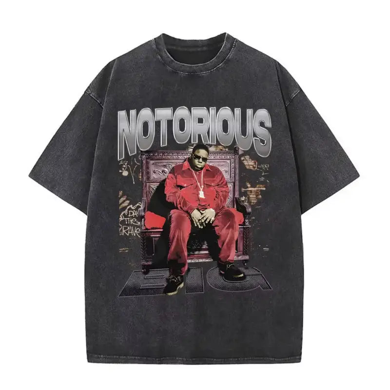 Rapper The Notorious Big L Lifestylez of The Poor and Dangerous Vintage Washed T-shirt Biggie Smalls Tshirt Men’s Hip Hop Tees