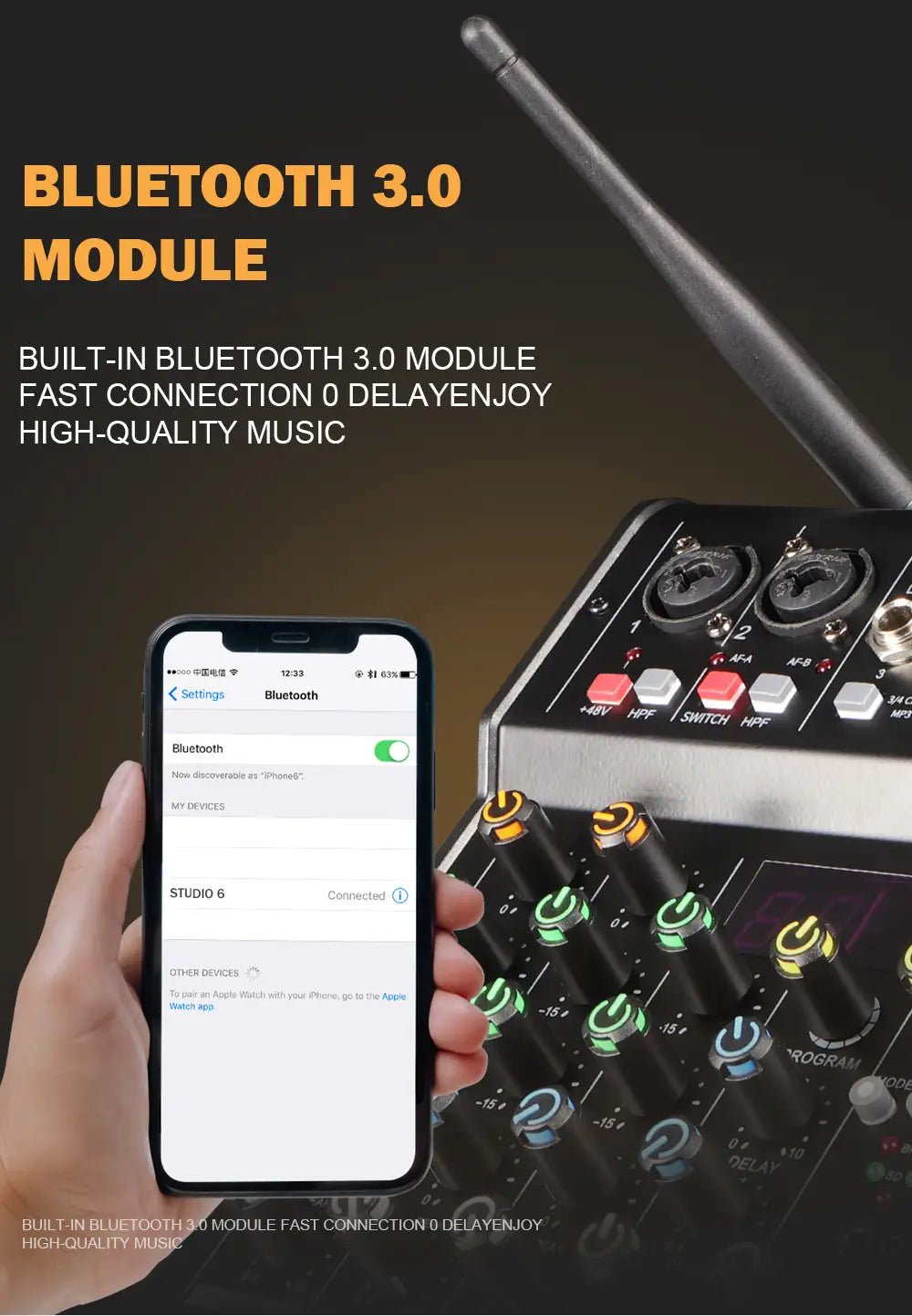 Audio Sound Mixer With Microphone G-MARK Studio 6 Bluetooth Portable DJ Console + 48V USB Interface Mixing Boards For Live